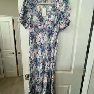A New Day Purple and Blue Flutter Sleeve Maxi Dress